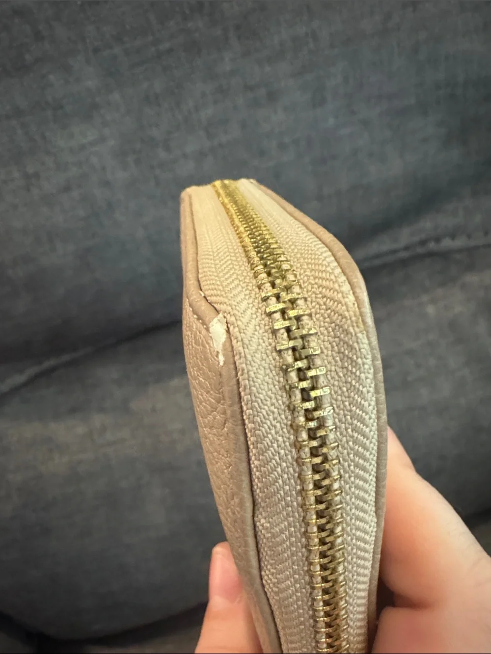 Kate Spade Taupe Zip Around Continental Wallet Wristlet Gold Hardware